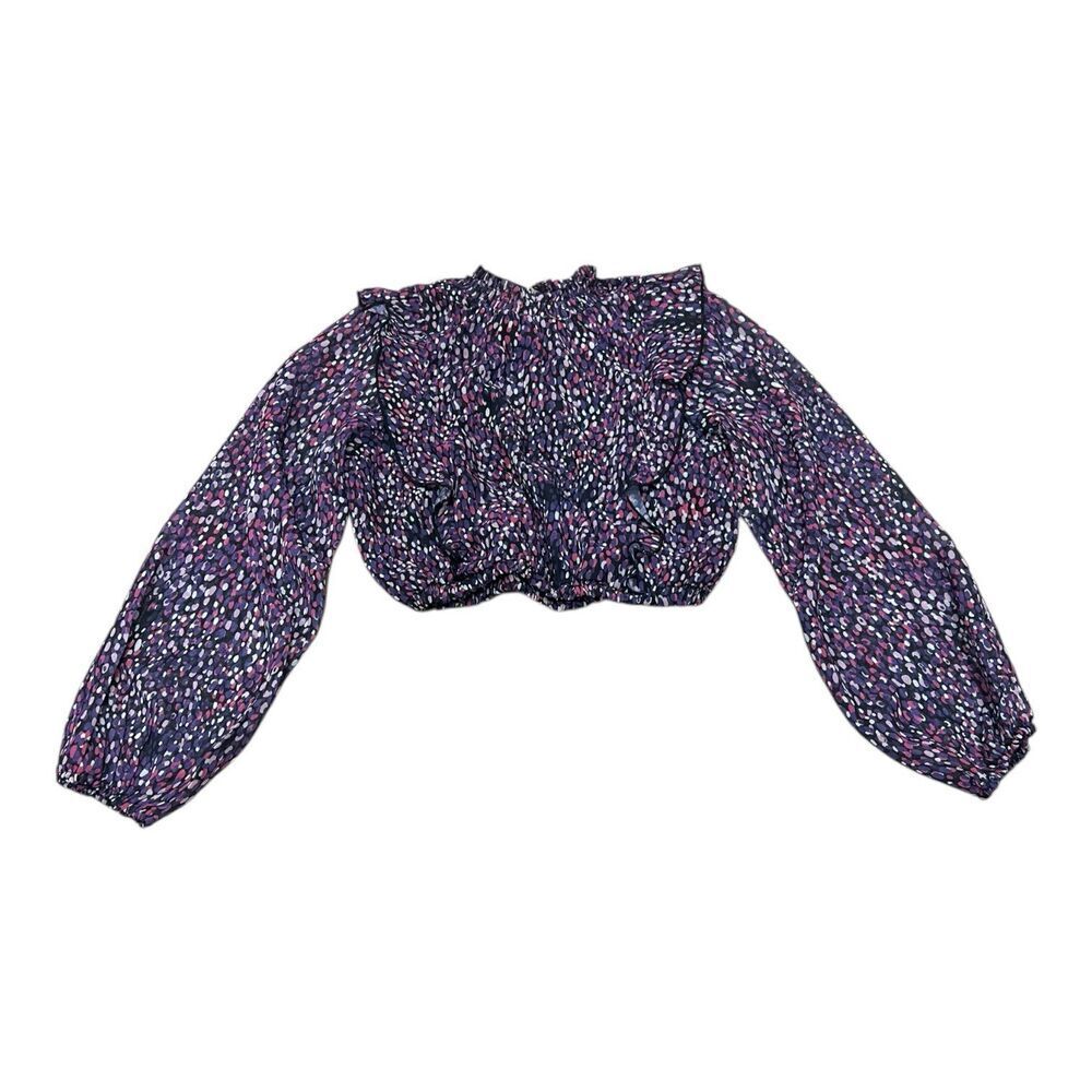 Koko + Mason Purple Floral Ruffle Blouse Girls M
